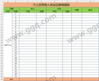 个人日常收入支出记录明细表格