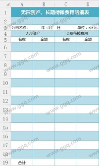 待摊费用明细表模板