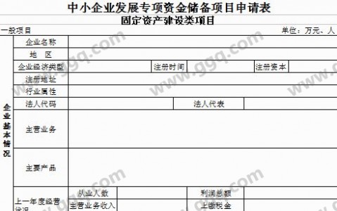 中小企业资金储备申请表模板