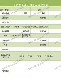 私营企业创业人员信息表模板